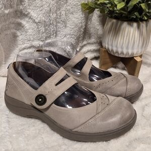 Aravon New Balance Revshow Mary Jane Taupe Leather Comfort Shoes Sz 9 AA Narrow